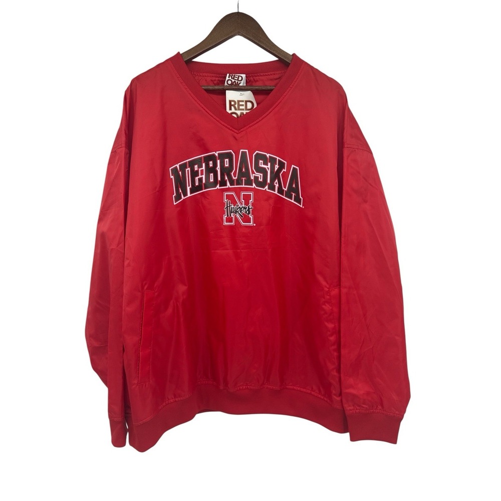 Nebraska Cornhuskers Red Oak Pullover Windbreaker Sweater Jacket Size Medium Red